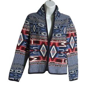 Women's Red, White, & Blue Aztec Pattern Jacket, Size XXS